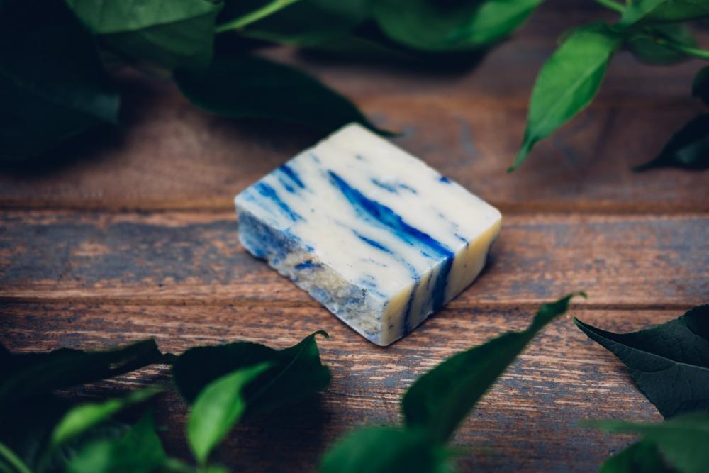 All Natural Soap Bar With Blue Photo All Natural Soap Bar With Blue Photo