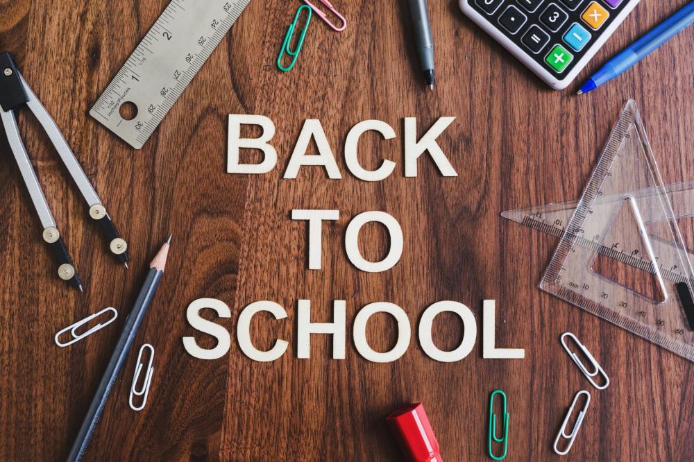 Back To School Flatlay On Wood Photo Back To School Flatlay On Wood Photo