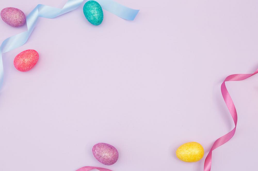 Easter Eggs On Lavender Photo Easter Eggs On Lavender Photo