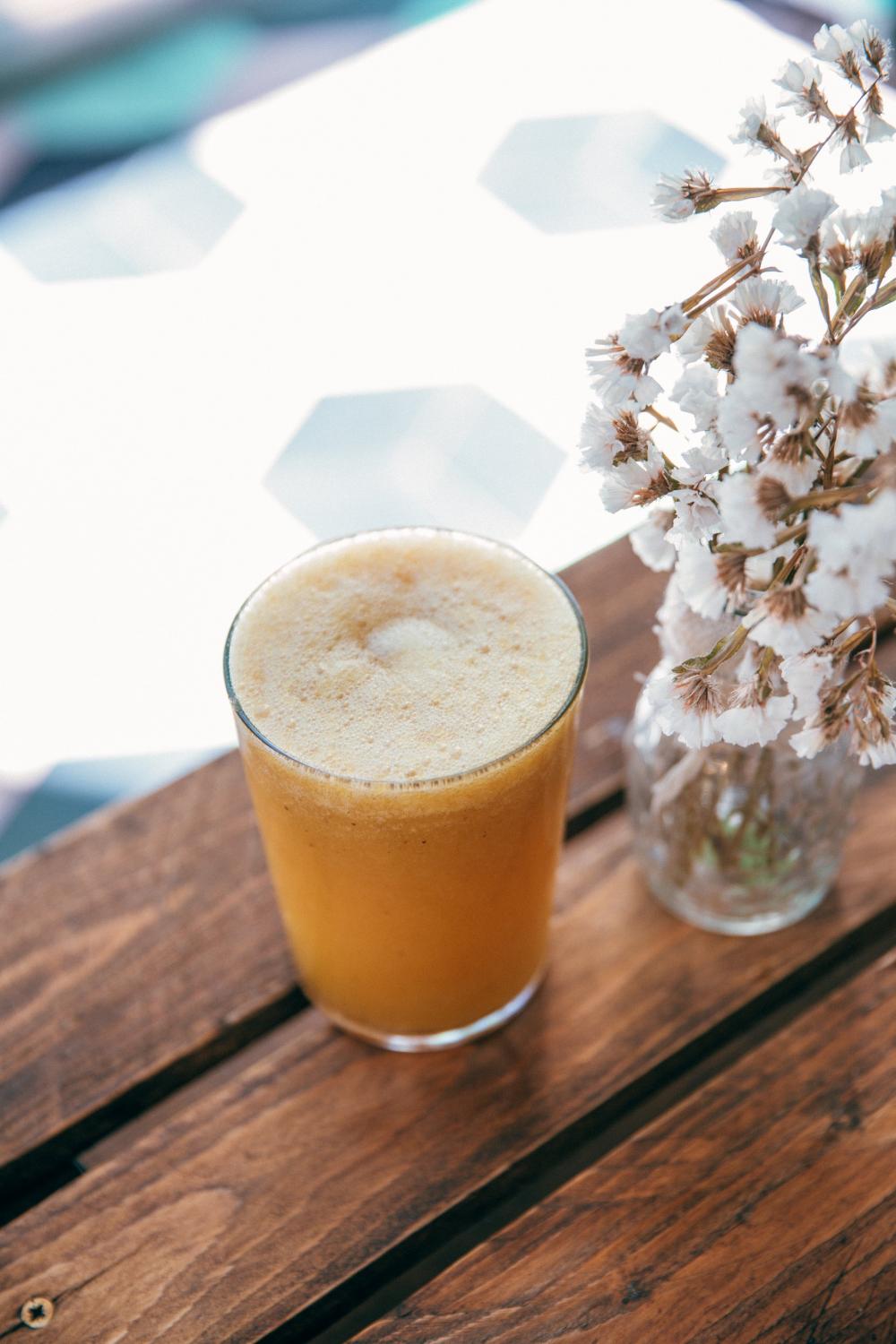 Fresh Juice On Cafe Table Photo Fresh Juice On Cafe Table Photo