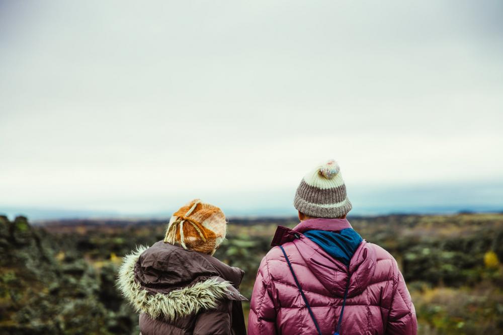 Friends Winter Hiking Photo Friends Winter Hiking Photo