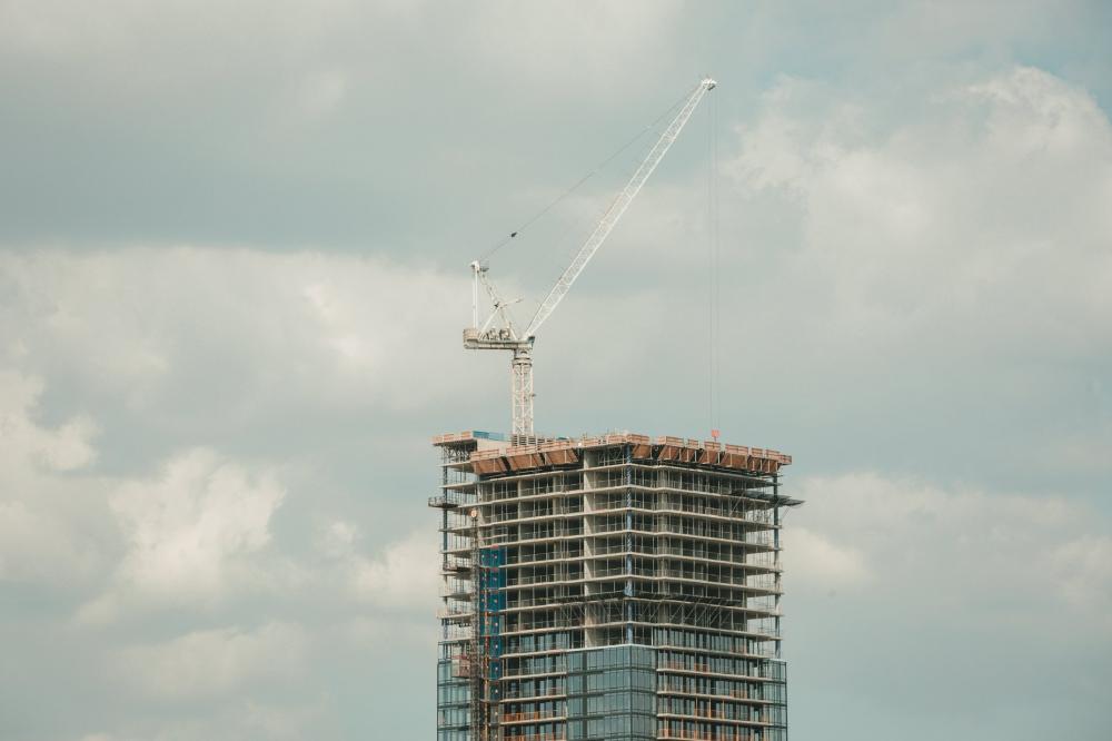 Highrise Construction Glass Building Crane Photo Highrise Construction Glass Building Crane Photo
