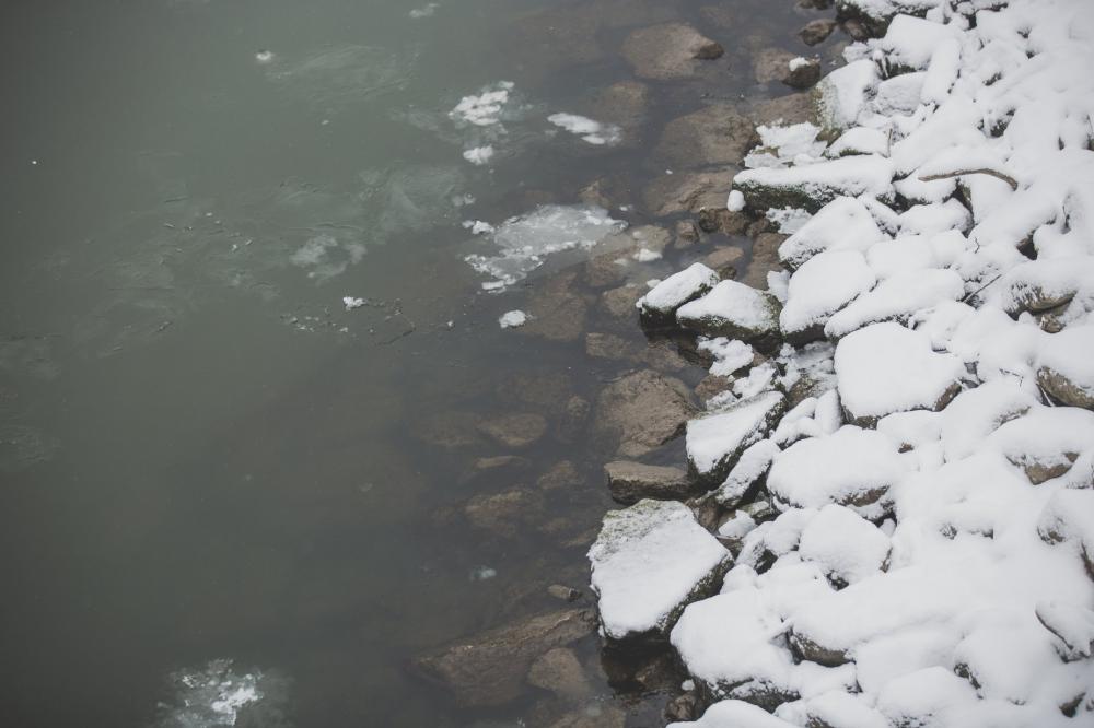 Ice And Snow On Rocky Shore Photo Ice And Snow On Rocky Shore Photo