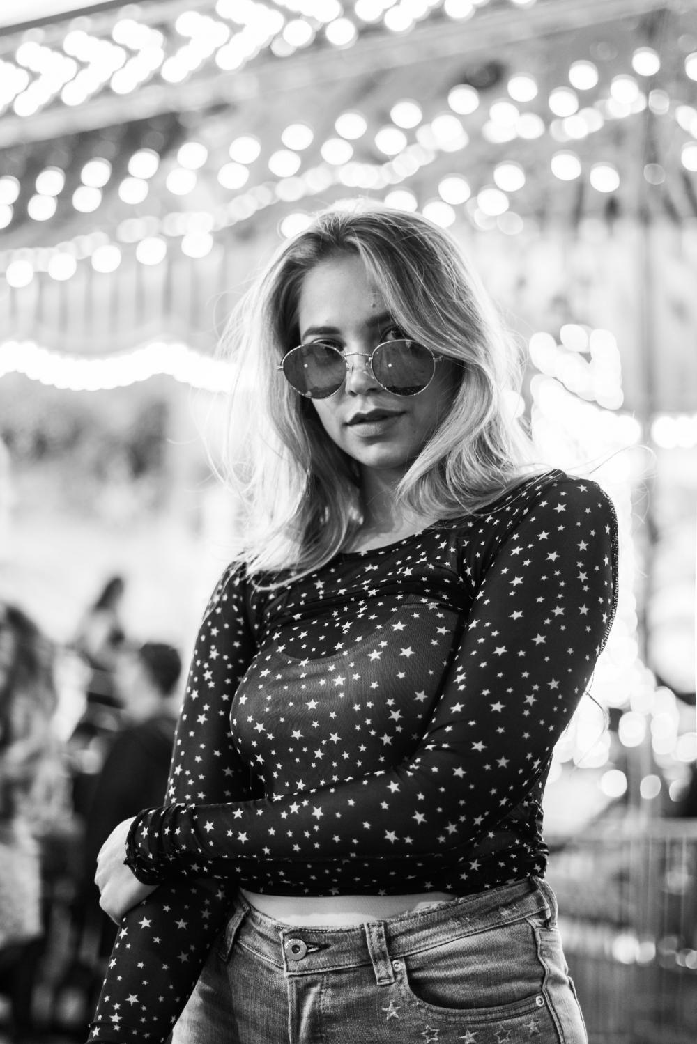 Long Haired Model In Star Top Photo Long Haired Model In Star Top Photo