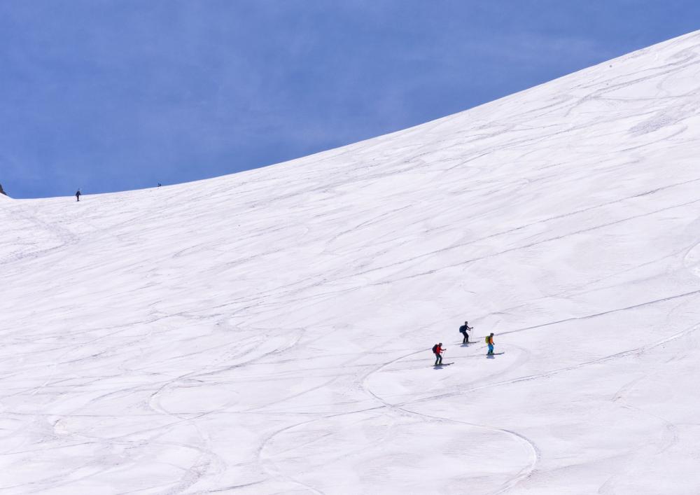 Skiers Making Their Way Across A Slope Photo Skiers Making Their Way Across A Slope Photo