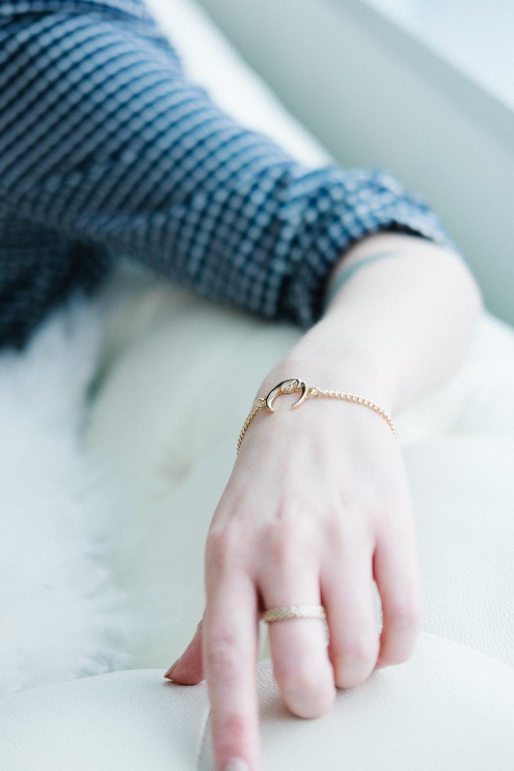 Moon Bracelet on Women's Hand Photo Moon Bracelet on Women's Hand Photo