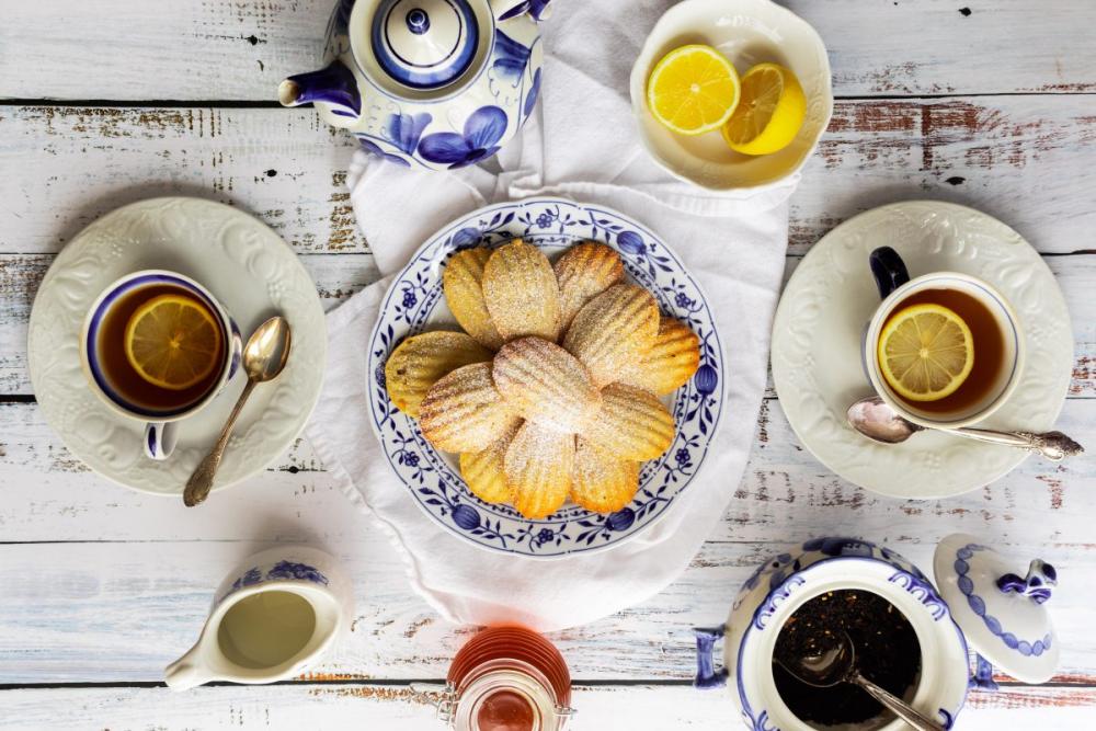 Tea time with Madeleine biscuits Tea time with Madeleine biscuits