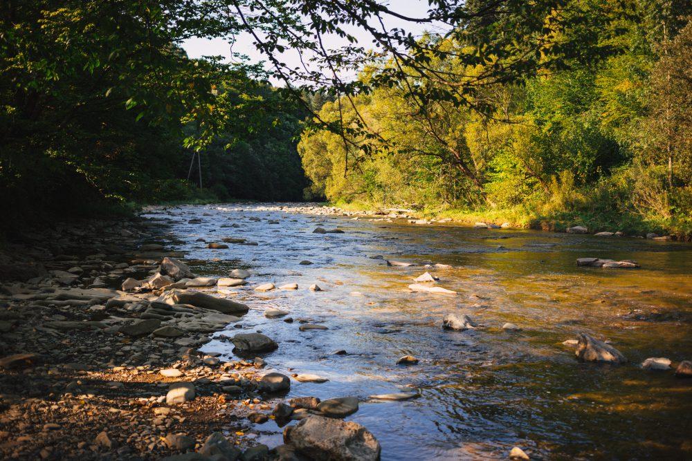 Rocky river at sunset Rocky river at sunset