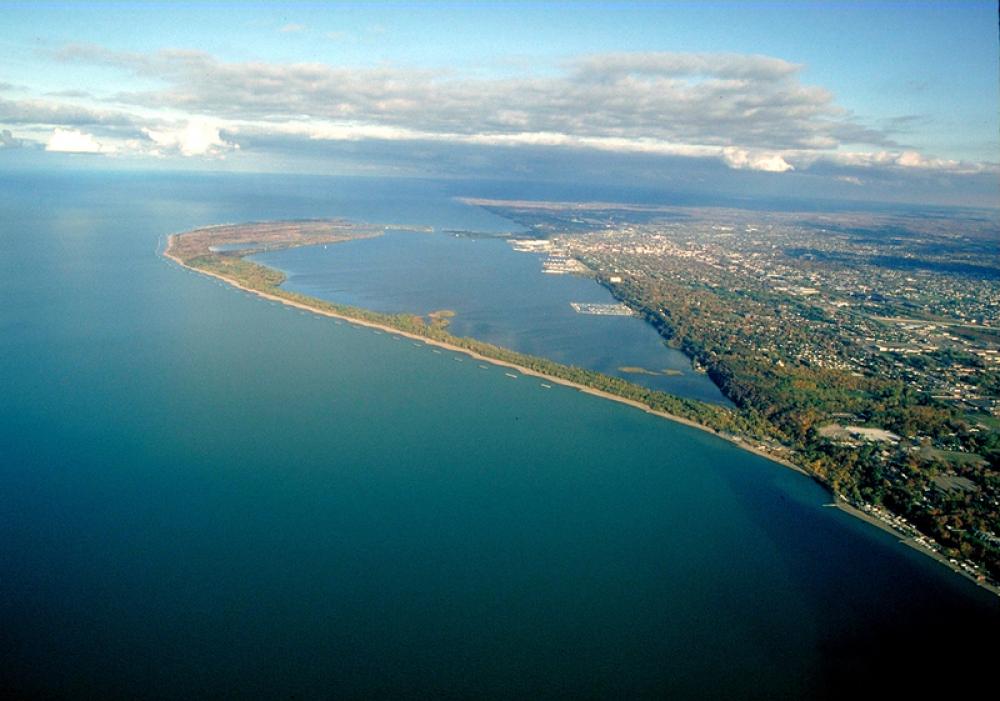 Aerial view of Presque Isle State Park in Erie, Pennsylvania free photo Aerial view of Presque Isle State Park in Erie, Pennsylvania free photo