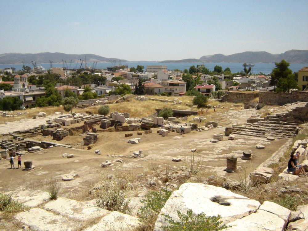 Excavation site towards Eleusis and the Saronic Gulf in Greece free photo Excavation site towards Eleusis and the Saronic Gulf in Greece free photo