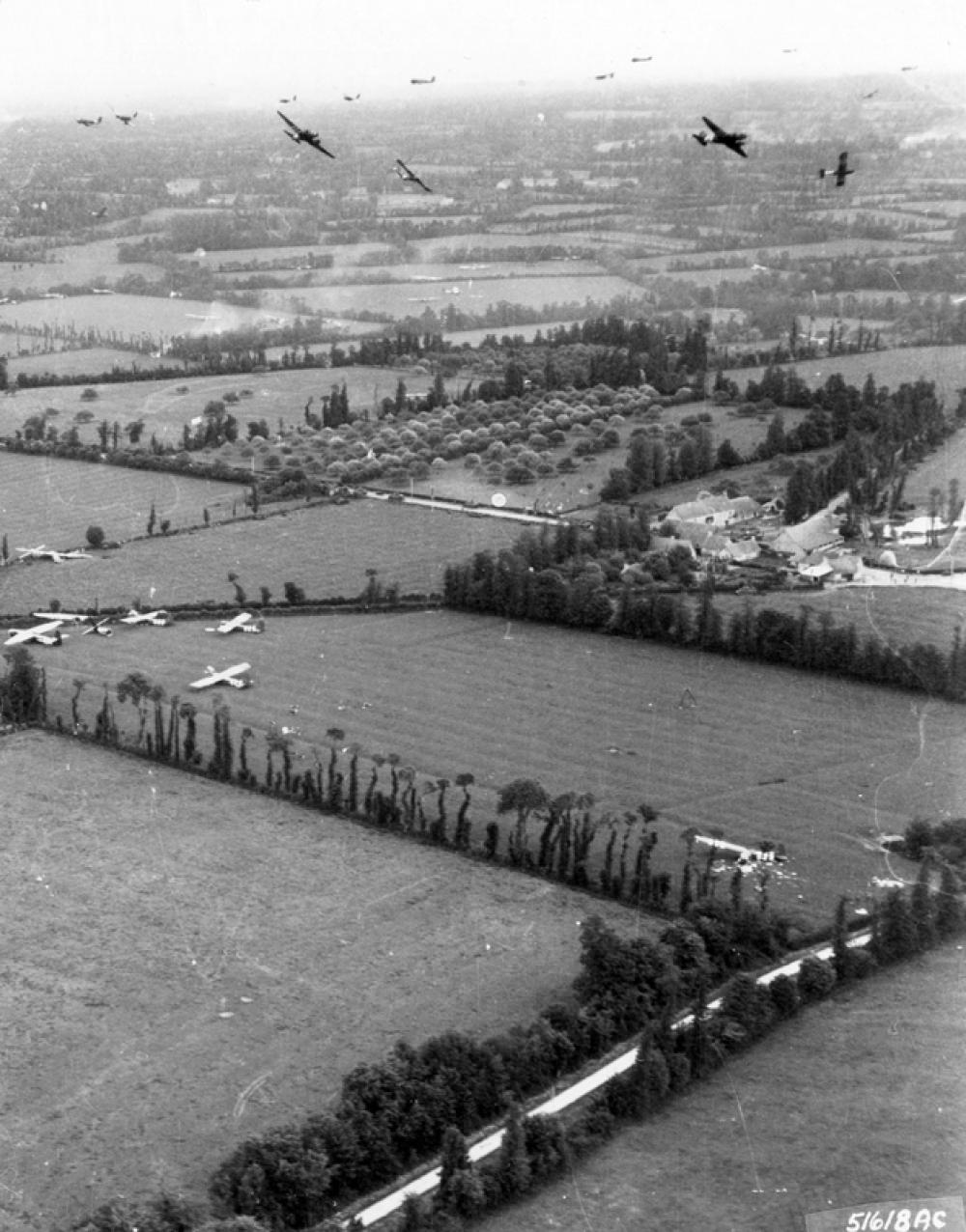 Gliders are delivered to the Cotentin Peninsula during D-Day, World War II free photo Gliders are delivered to the Cotentin Peninsula during D-Day, World War II free photo