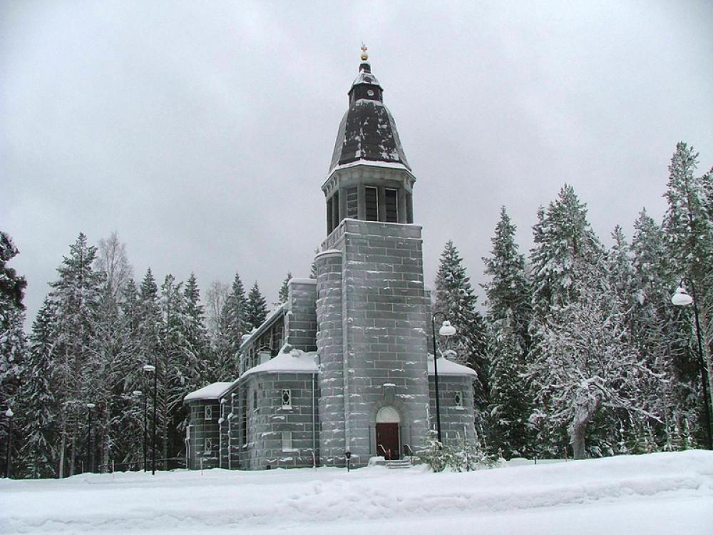 Konnevesi Church building in the snow in Finland free photo Konnevesi Church building in the snow in Finland free photo