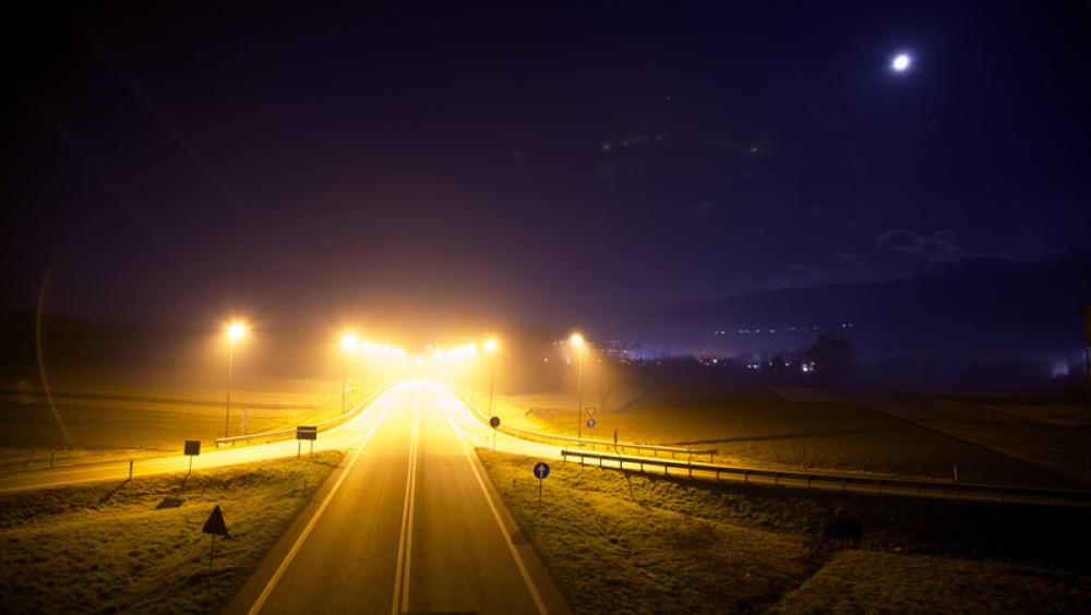 Lights on the highway at night landscape free photo Lights on the highway at night landscape free photo