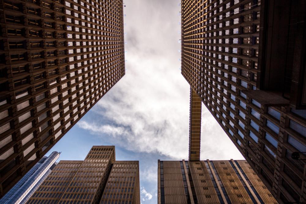 Looking up at the towers in Atlanta, Georgia free photo Looking up at the towers in Atlanta, Georgia free photo