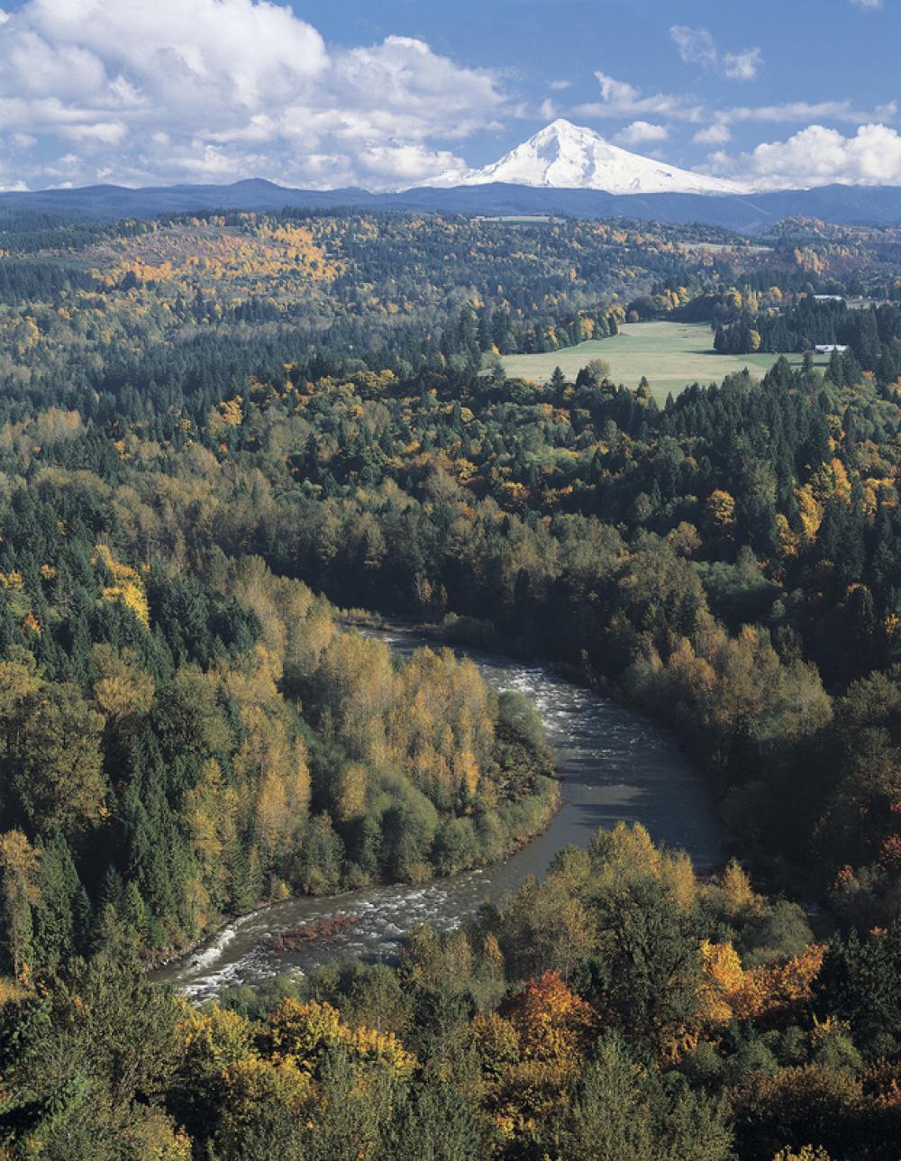 Mt Hood and Sandy River landscape in Oregon free photo Mt Hood and Sandy River landscape in Oregon free photo