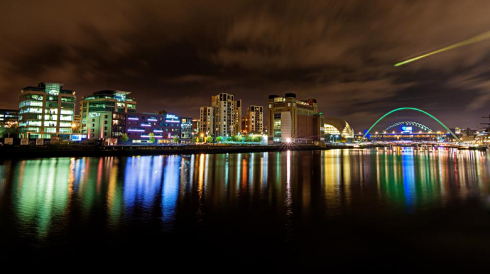 Night Skyline in Gateshead, England free photo Night Skyline in Gateshead, England free photo