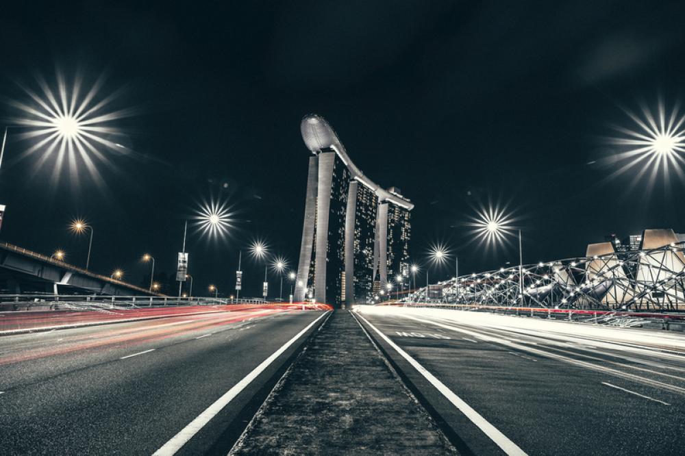 Night Time Cityscape and streets and lights in Singapore free photo Night Time Cityscape and streets and lights in Singapore free photo