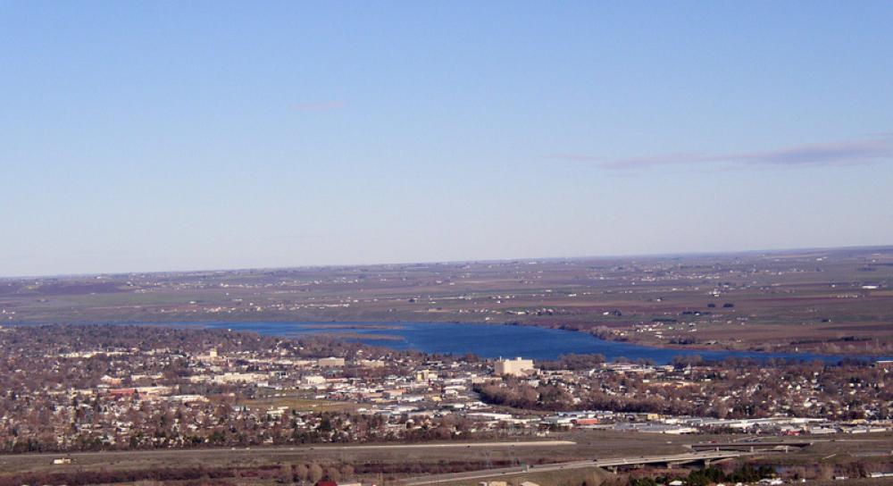 Overlook of Richland City landscape and town in Washington free photo Overlook of Richland City landscape and town in Washington free photo