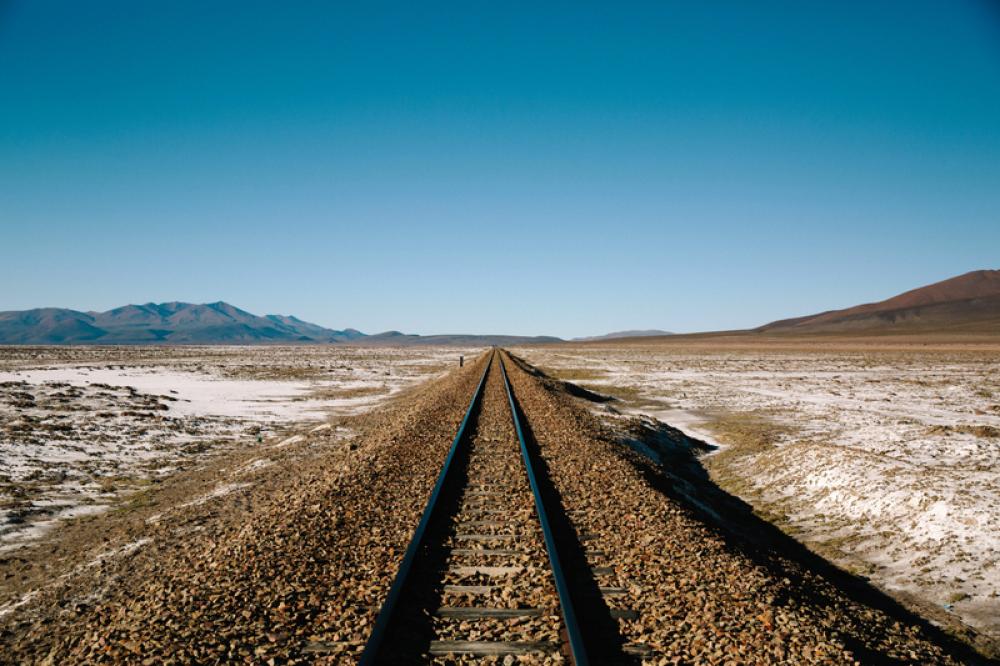 Railroad landscape with horizon and sky free photo Railroad landscape with horizon and sky free photo