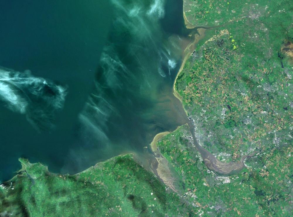 Satellite imagery showing Liverpool Bay in England free photo Satellite imagery showing Liverpool Bay in England free photo