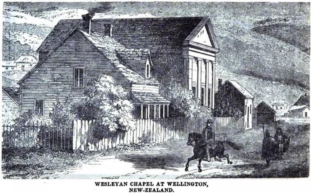 Wesleyan Chapel at Wellington, New Zealand in 1857 free photo Wesleyan Chapel at Wellington, New Zealand in 1857 free photo