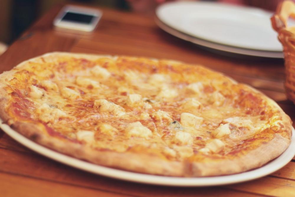 Cheese pizza on plate Cheese pizza on plate