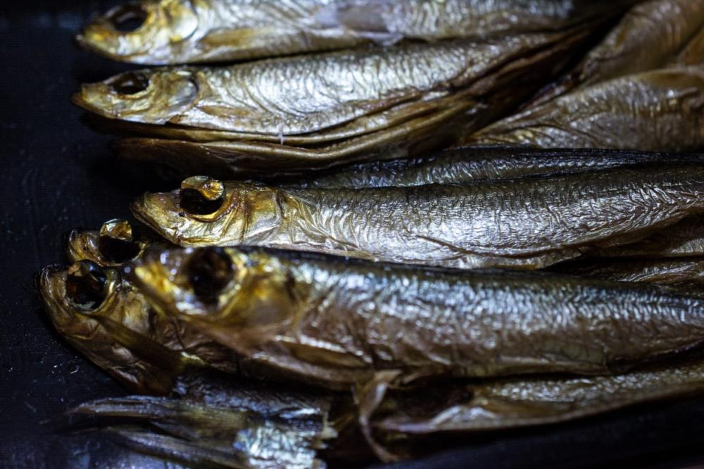 Smoked sprats close up fish Smoked sprats close up fish
