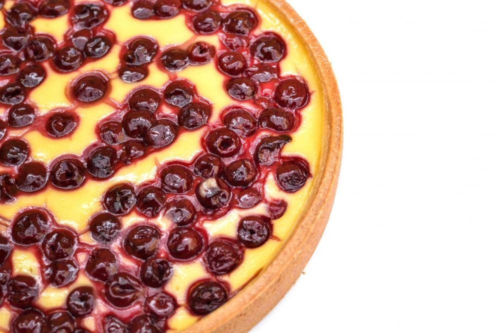 Half of cheesecake cherries Half of cheesecake cherries