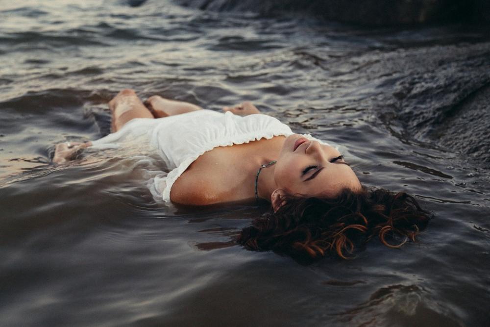 Beach Model Ocean Sea Water Woman Floating Beach Model Ocean Sea Water Woman Floating