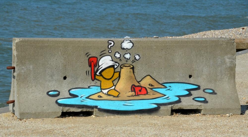 Beach Graffiti Drawing Image Sea Volcano Beach Graffiti Drawing Image Sea Volcano