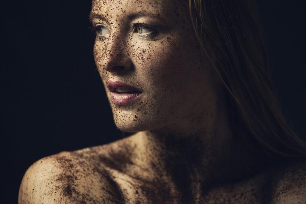 Beauty Closeup Art Portrait Woman Young Dirty Beauty Closeup Art Portrait Woman Young Dirty