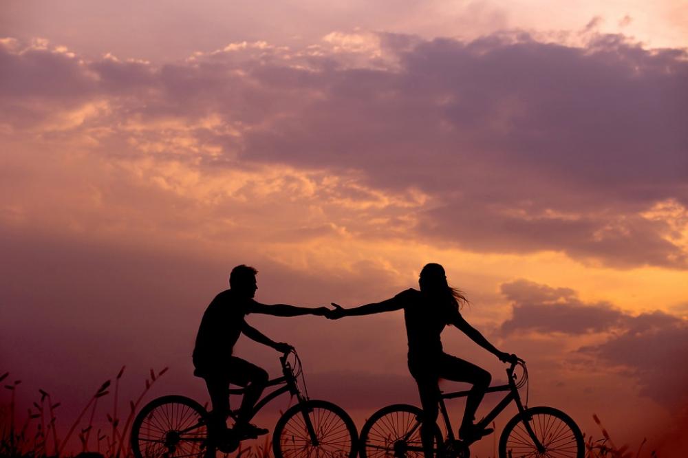 Bicycle Bike Cyclist Dawn Dusk Man Outdoors Bicycle Bike Cyclist Dawn Dusk Man Outdoors