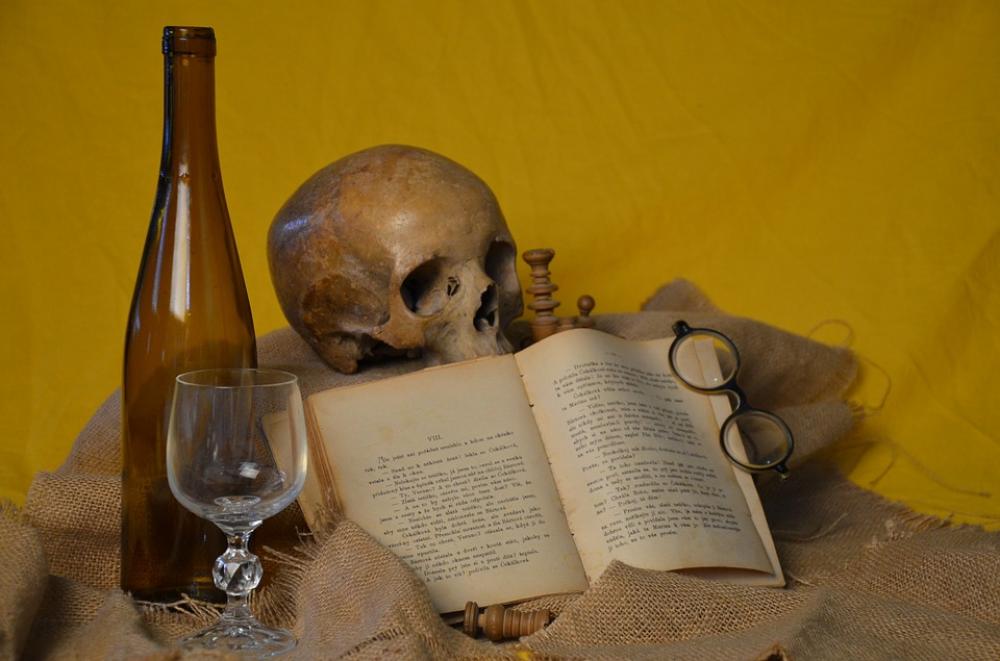 Book Glasses Skull Bottle Glass Brown Book Glasses Skull Bottle Glass Brown