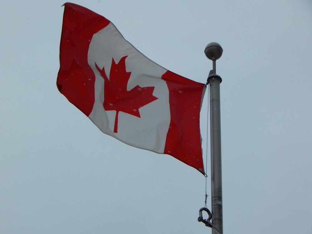 Canadian Flag Winter Snowing Canada Flag Canadian Flag Winter Snowing Canada Flag