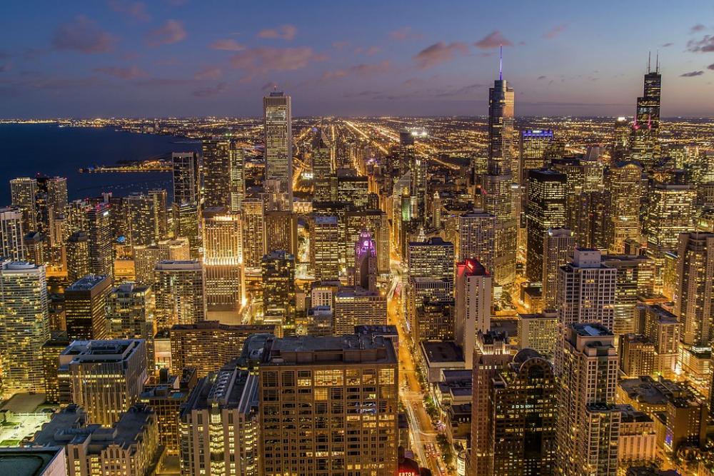 Chicago City Night Usa Architecture Building Chicago City Night Usa Architecture Building