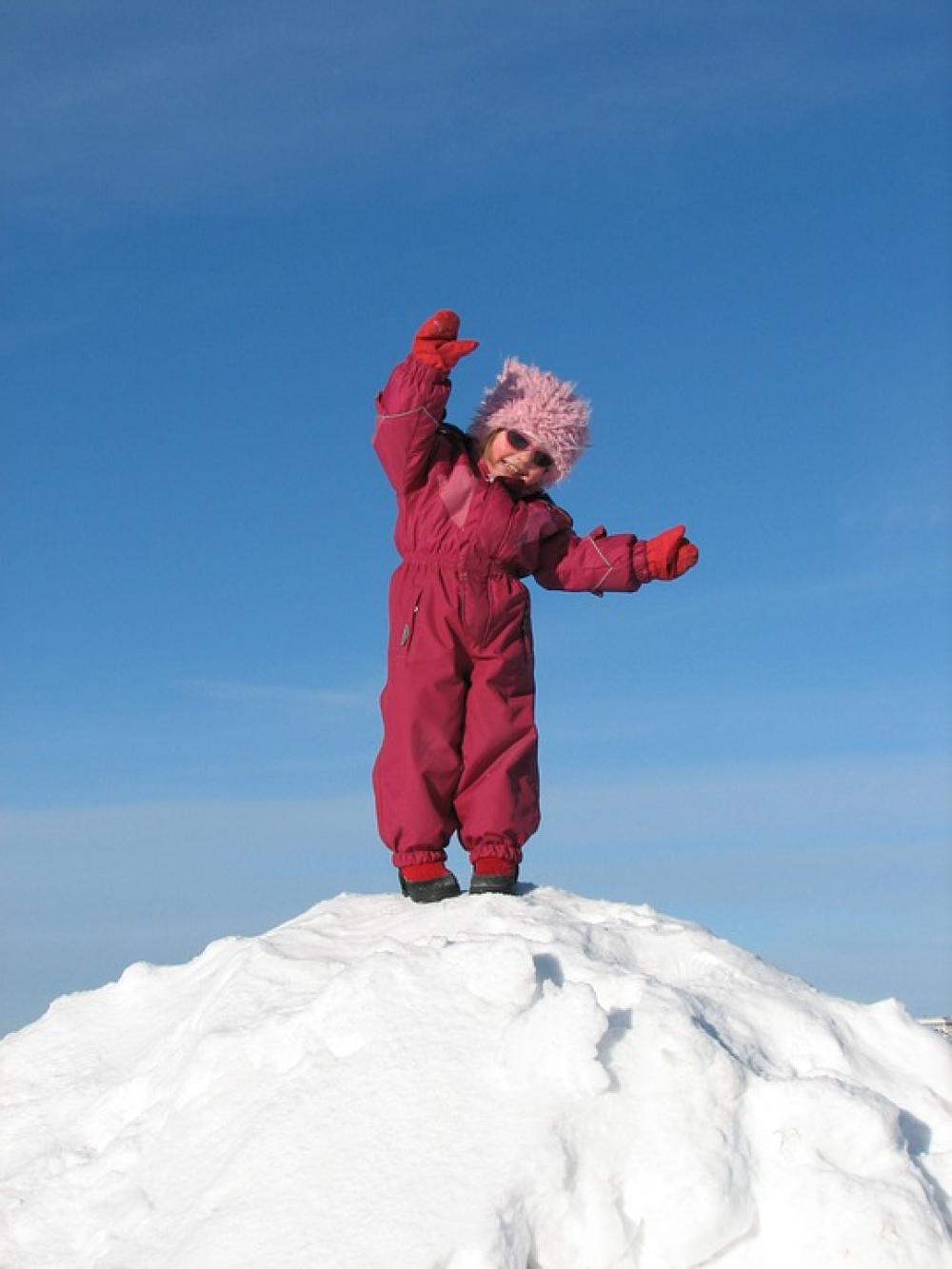 Child Winter Snow Blue White Finnish Sky Child Winter Snow Blue White Finnish Sky