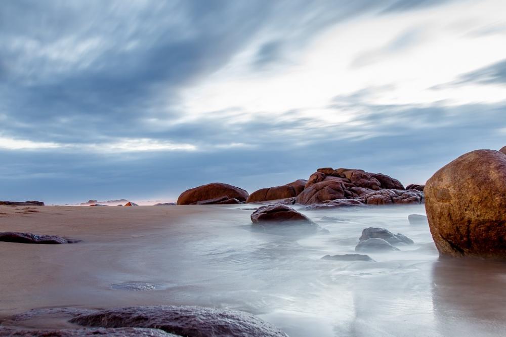 Coastline Stones Foggy Scenic Sea Water Ocean Coastline Stones Foggy Scenic Sea Water Ocean