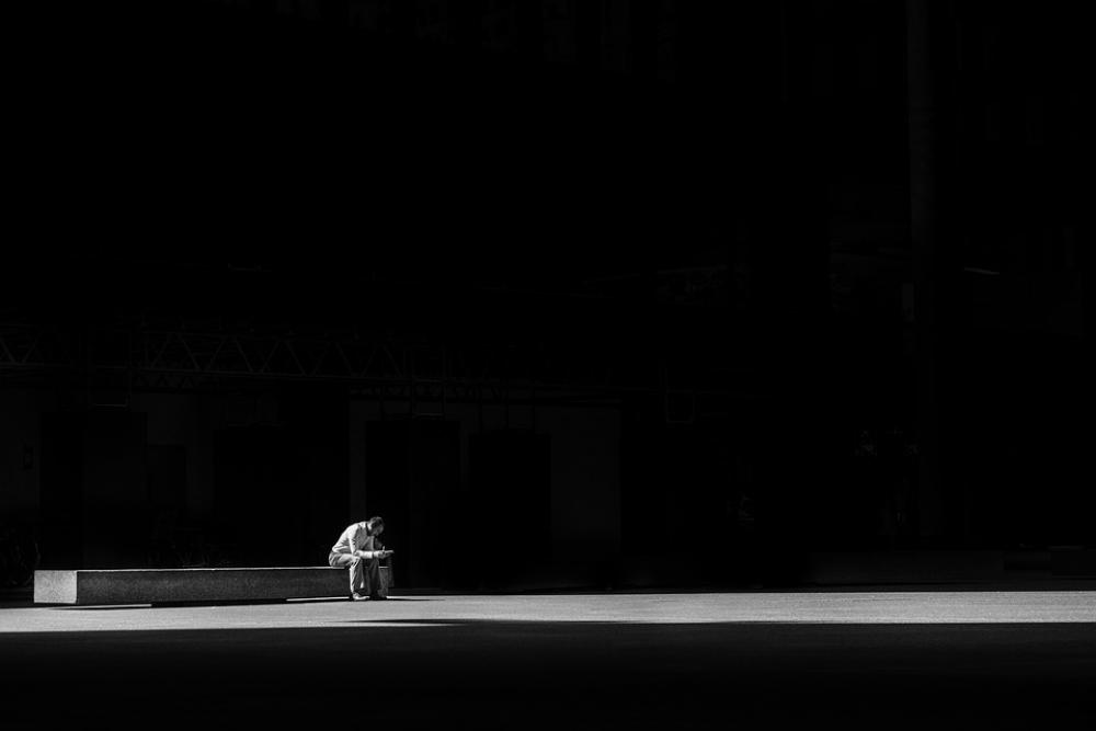 Dark Light Man Person Sitting Alone Solitude Dark Light Man Person Sitting Alone Solitude