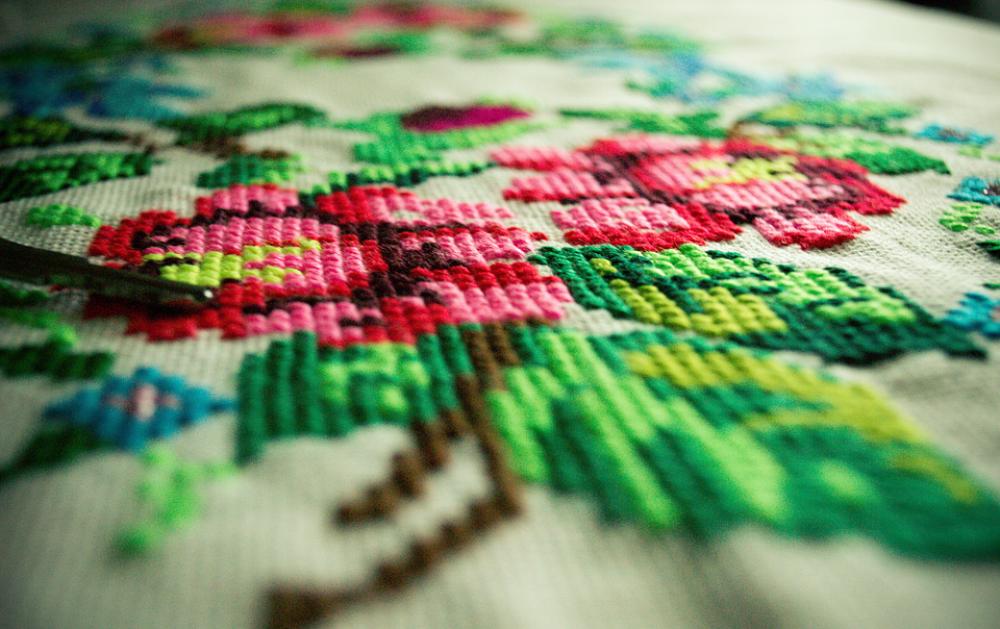 Embroidery Flowers Handmade Linen Decoration