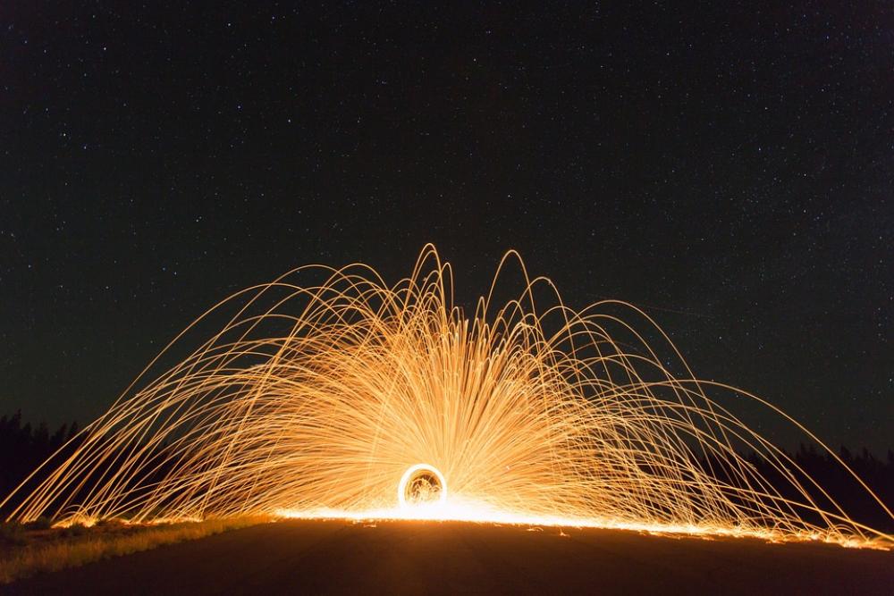 Fire Wheel Fireworks Wheel Sparks Trails Bright Fire Wheel Fireworks Wheel Sparks Trails Bright