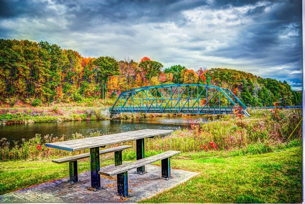 Foliage Bridge Fall Autumn Landscape Nature Park Foliage Bridge Fall Autumn Landscape Nature Park