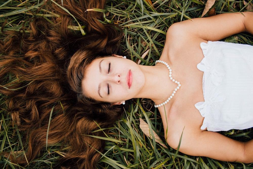 Girl Outdooors Posing Laying In Grass Dream Girl Outdooors Posing Laying In Grass Dream