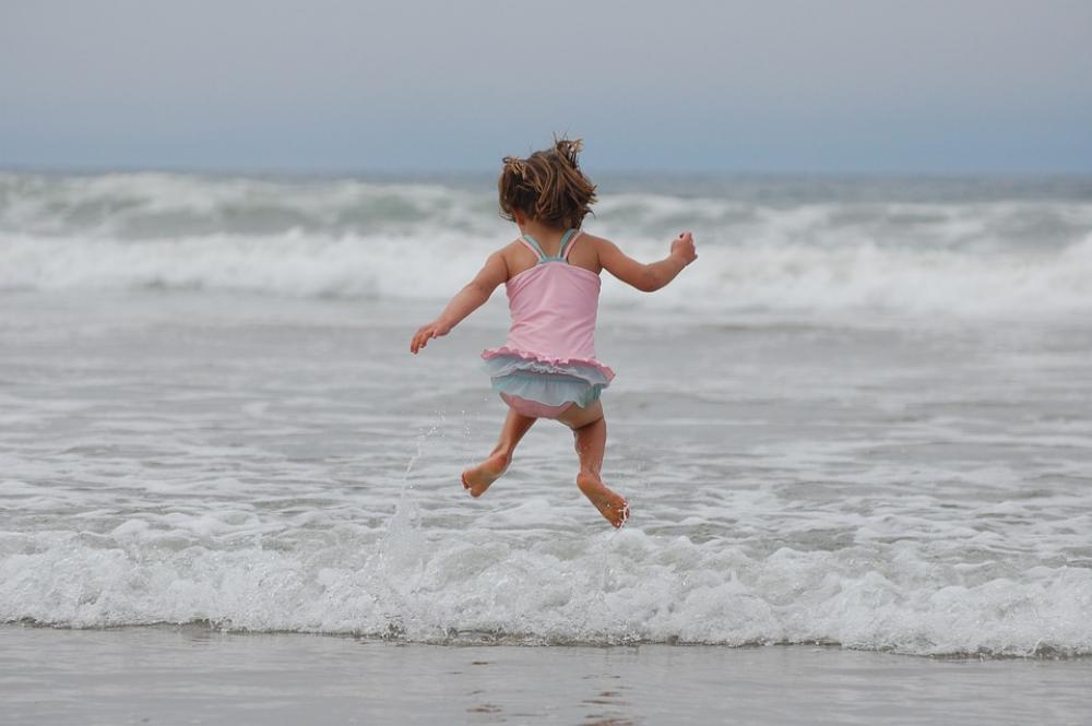Girl Beach Ocean Waves Jumping Bathing Suit Girl Beach Ocean Waves Jumping Bathing Suit