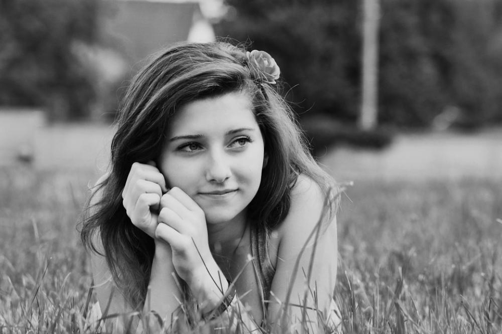 Girl Portrait Black And White Lying Relax Outdoors Girl Portrait Black And White Lying Relax Outdoors