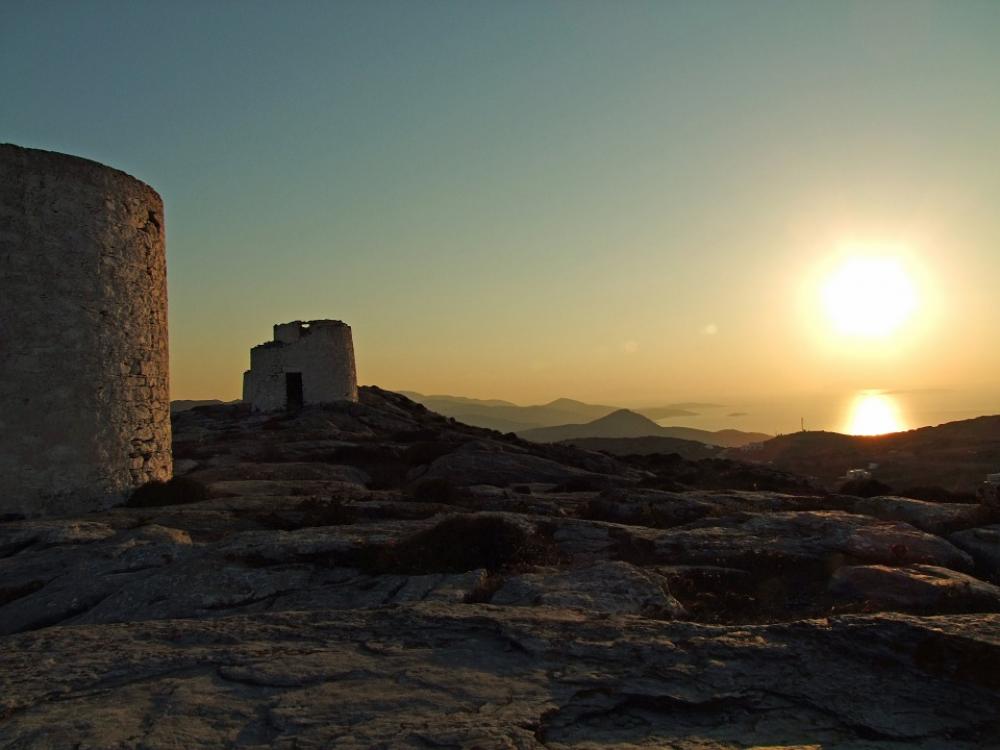 Greece Mills Ruins Tower Backlighting Old Amorgos Greece Mills Ruins Tower Backlighting Old Amorgos