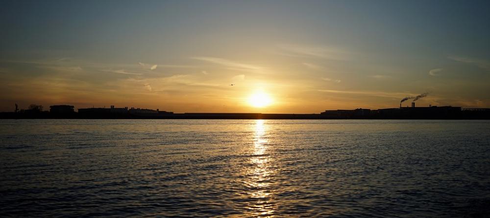 Hamburg Elbe Sunset Finkenwerder Airbus River Hamburg Elbe Sunset Finkenwerder Airbus River