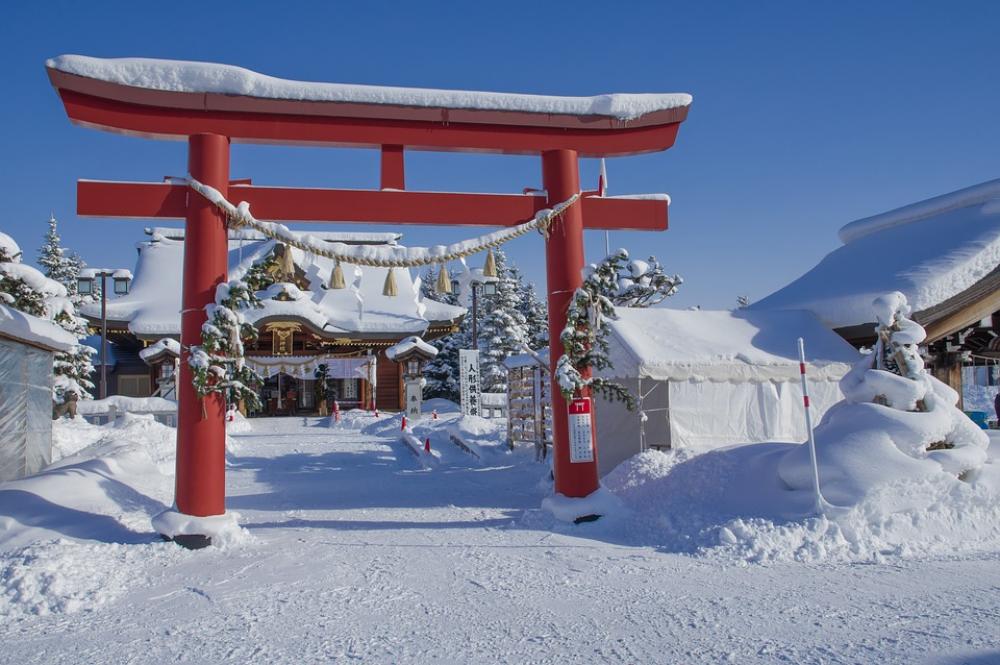 Japan Hokkaido Winter Temple Religion Buddhism Japan Hokkaido Winter Temple Religion Buddhism