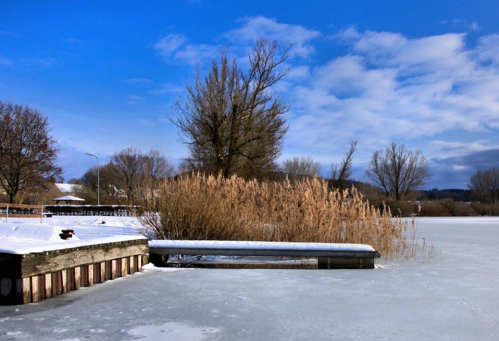 Jetty Reed Sky Blue Clouds Wood Snow Lake Jetty Reed Sky Blue Clouds Wood Snow Lake