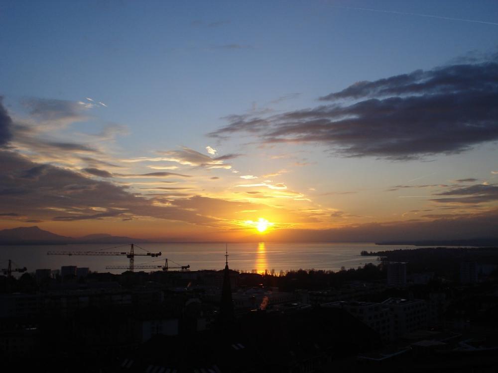 Lake Geneva Sunset Lausanne Switzerland Sun Lake Geneva Sunset Lausanne Switzerland Sun