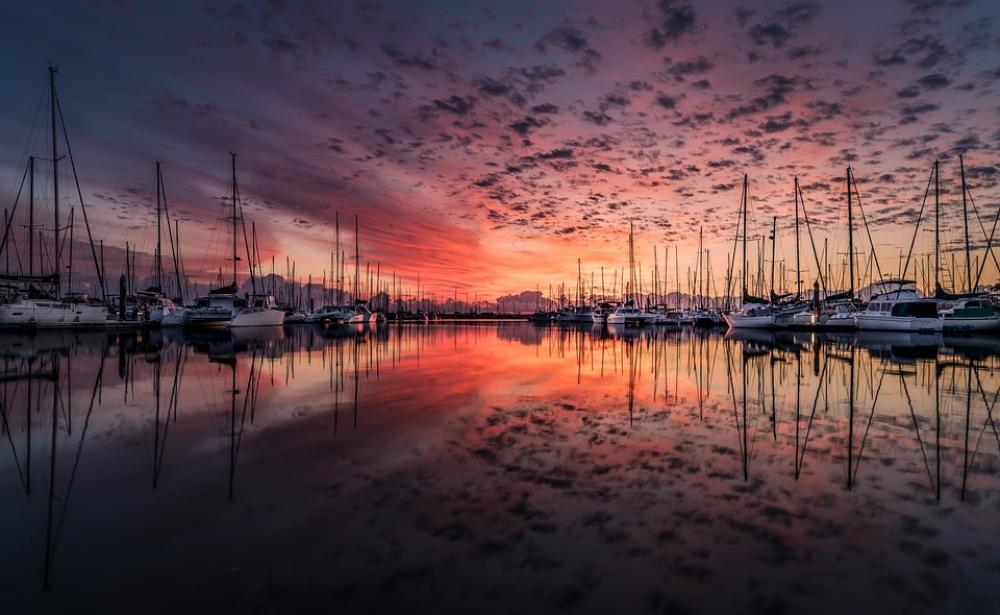 Landscape Yacht Sunrise Reflection Sea Water Landscape Yacht Sunrise Reflection Sea Water